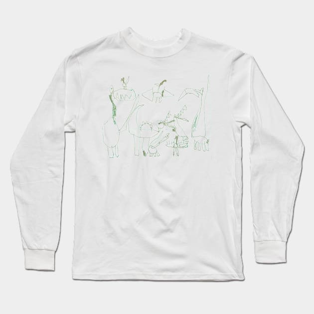 Dinosaur Party! Long Sleeve T-Shirt by ElizAlahverdianDesigns